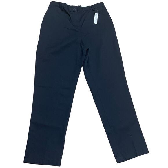 Lands' End Women's 10 Petite Black High Rise Straight Leg Cotton Blend Pants NWT - Picture 1 of 8